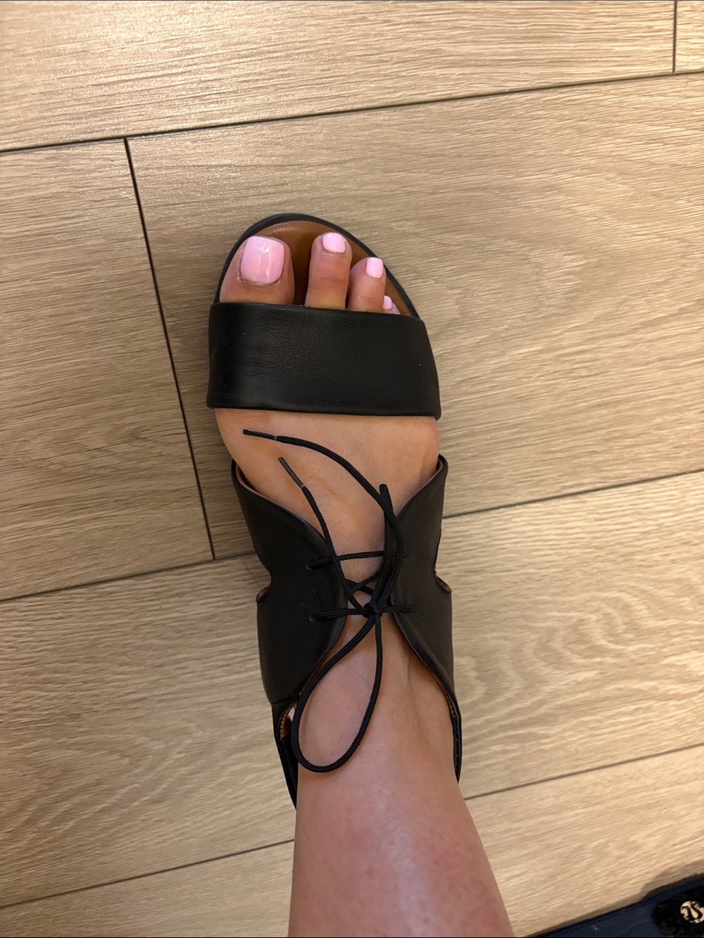Black Lace-Up Leather Women’s Sandal - Classic Black 38